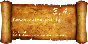 Bendekovits Anilla névjegykártya